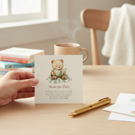 Cute Bear Reading Book Baby Shower Book Request  Begleitkarte