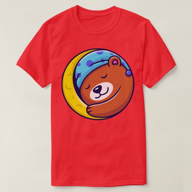 Cute Bear Sleeping On Moon1 T-Shirt (Design vorne)