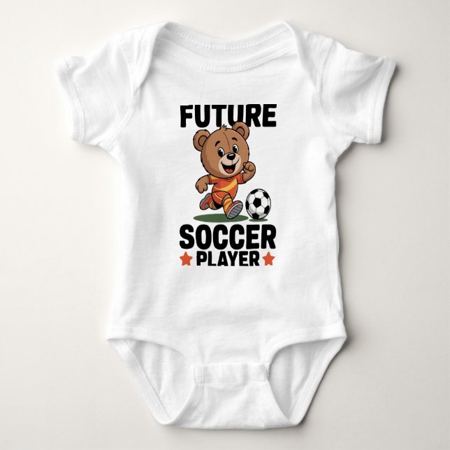 Cute Bear Sports Future Soccer Player Baby Strampler (Vorderseite)