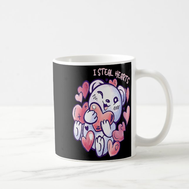 Cute Bear Steal Hearts Valentines Day Or Toddler  Kaffeetasse (Rechts)