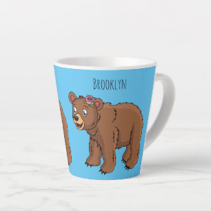 Cute bear with flower cartoon illustration milchtasse