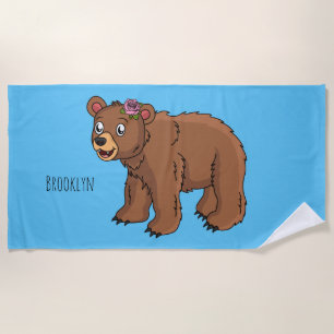 Cute bear with flower cartoon illustration strandtuch