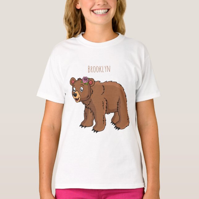 Cute bear with flower cartoon illustration  T-Shirt (Vorderseite)