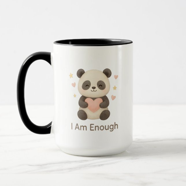 Cute Bear with Pink Heart — I Am Enough mug (Gauche)