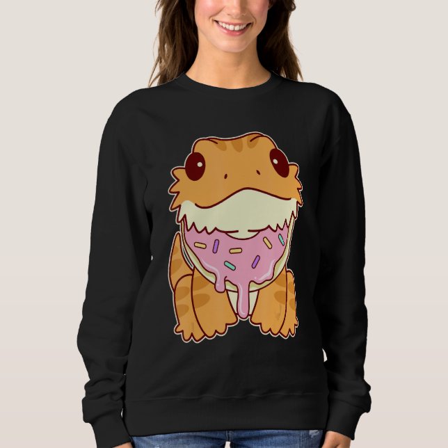 Cute Bearded Dragon With Doughnut Sweatshirt (Vorderseite)