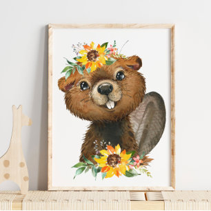 Cute Beaver Woodland Animal Nursery   Impression m