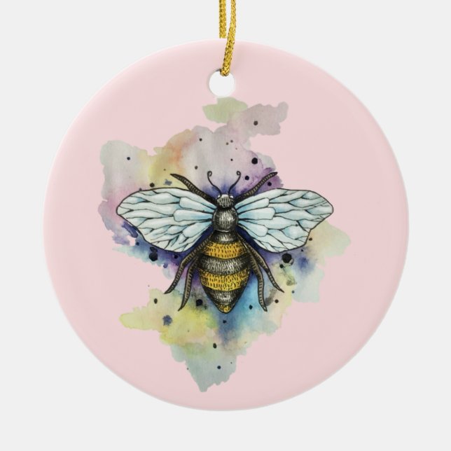 Cute Bee And Rainbow Wash Christmas Ornament (Vorne)