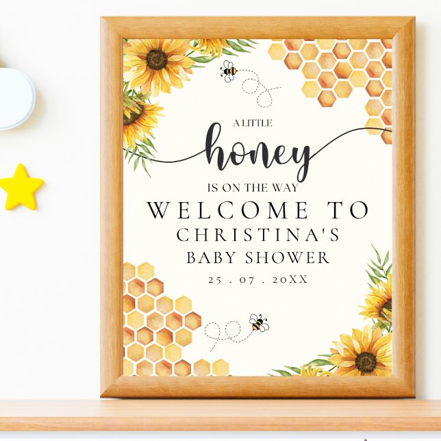 Cute Bee and Sunflower Baby shower Poster (Von Creator hochgeladen)