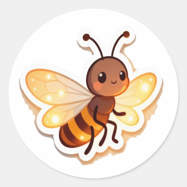 Cute Bee Cartoon Sticker (Vorderseite)