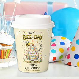 Cute Bee Day Birthday | Bumble Bee First Birthday Pappbecher