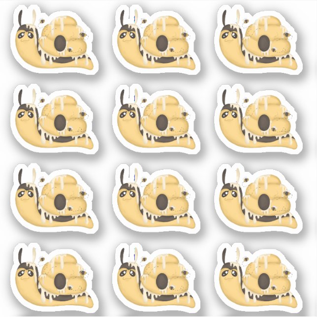 Cute Bee Hive and Honey Snail Stickers Aufkleber (Vorderseite)
