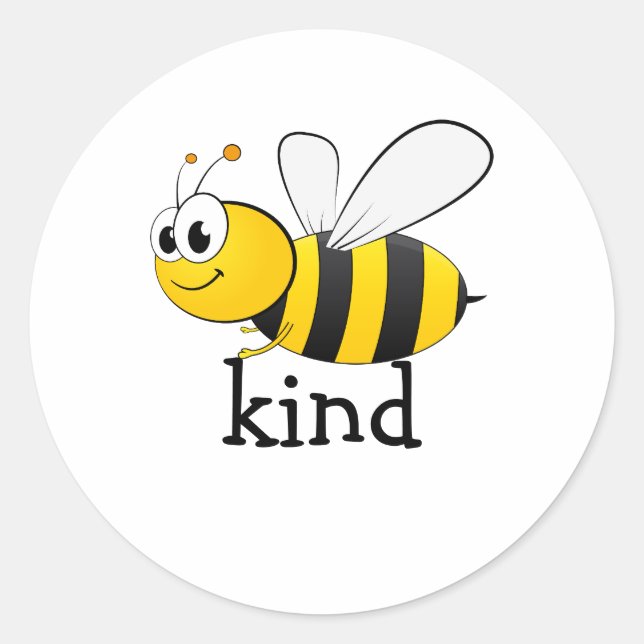 Cute Bee Kind  Runder Aufkleber (Vorderseite)