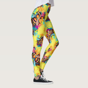 Cute Bee Leggings - Jaune Honey Bees Leggings