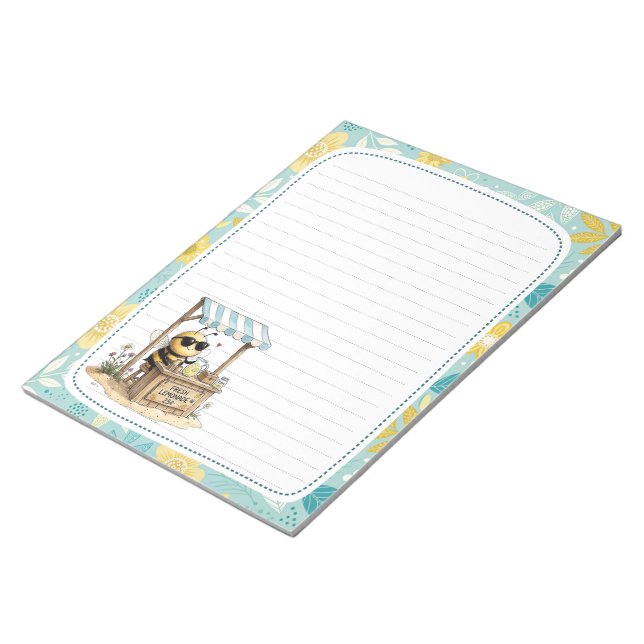 Cute Bee Lemonade Stand Full Page Lined Stationery Notizblock (angewinkelt)