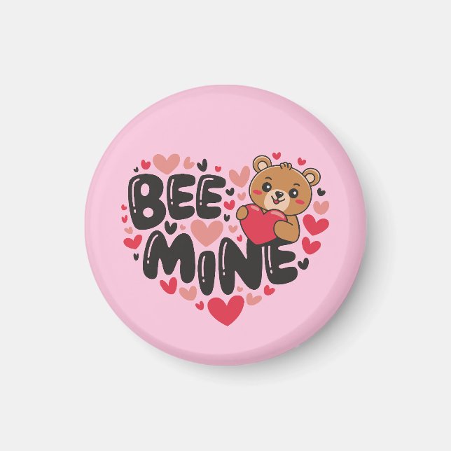Cute Bee Mine Teddy Bear Valentine's Day Magnet (Vorne)