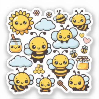Cute bees aufkleber