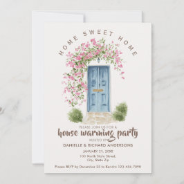 Cute Beige Brown House Flower House Warming Party Einladung