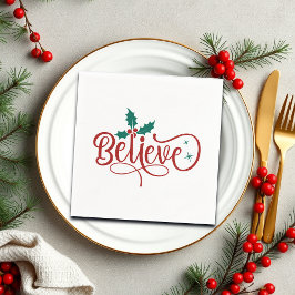 Cute 'Believe' Christmas Serviette
