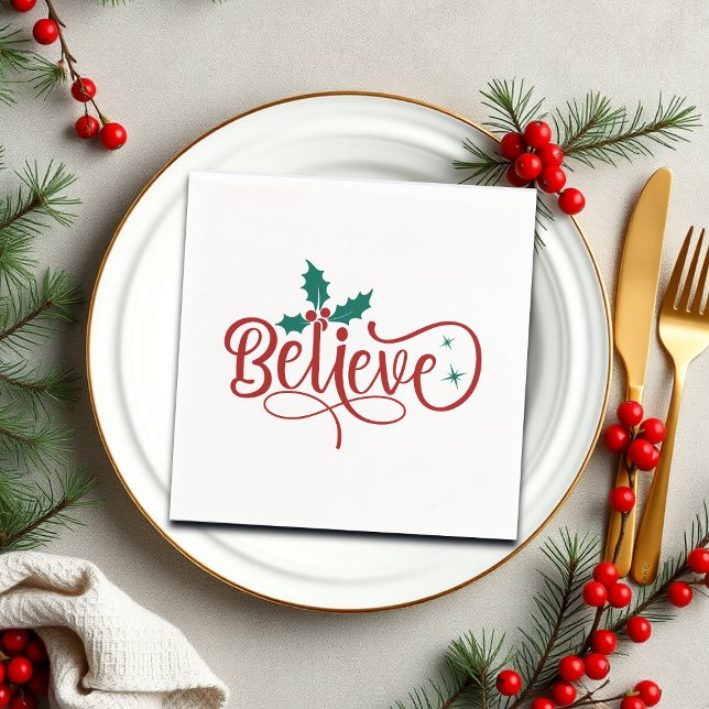 Cute 'Believe' Christmas Serviette (Von Creator hochgeladen)