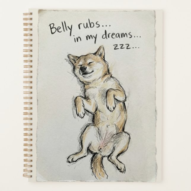 Cute "Belly Rubs In My Dreams" Sleeping Shiba Dog  (Devant)