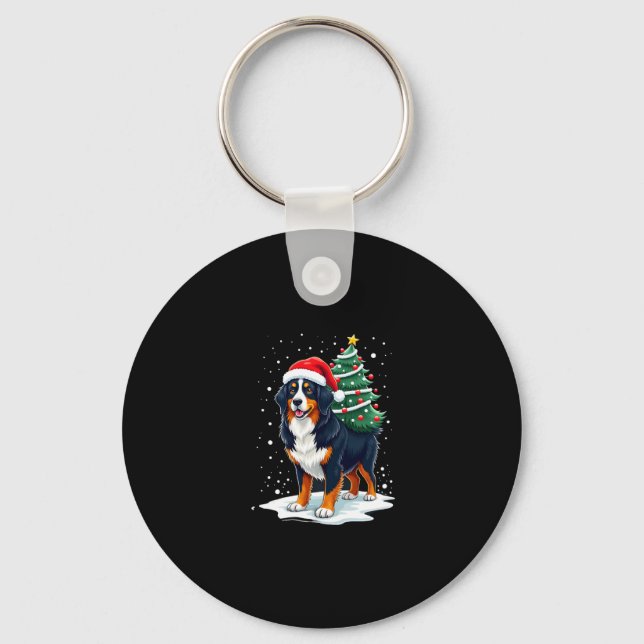 Cute Bernese Mountain Dog in a Christmas Tree for  Schlüsselanhänger (Vorderseite)