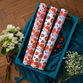 Cute Berry Sweet Strawberry Blueberry Baby Shower  Geschenkpapier Set