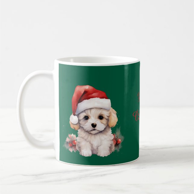 Cute Bichon Frise at Christmas Kaffeetasse (Links)