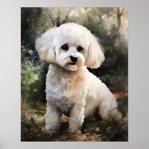 Cute Bichon Frise Dog Art Imprimer Poster