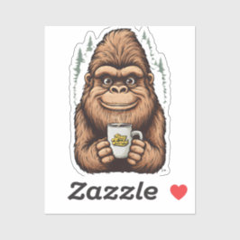 Cute Bigfoot Drinking Coffee  Funny Sasquatch  Aufkleber