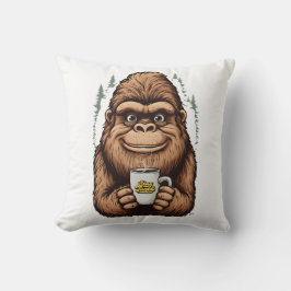 Cute Bigfoot Drinking Coffee  Funny Sasquatch  Kissen