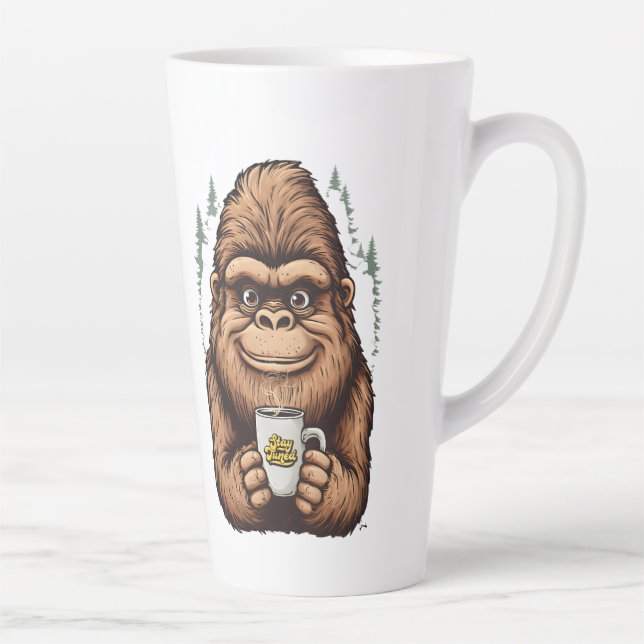 Cute Bigfoot Drinking Coffee  Funny Sasquatch  Milchtasse (Rechts)
