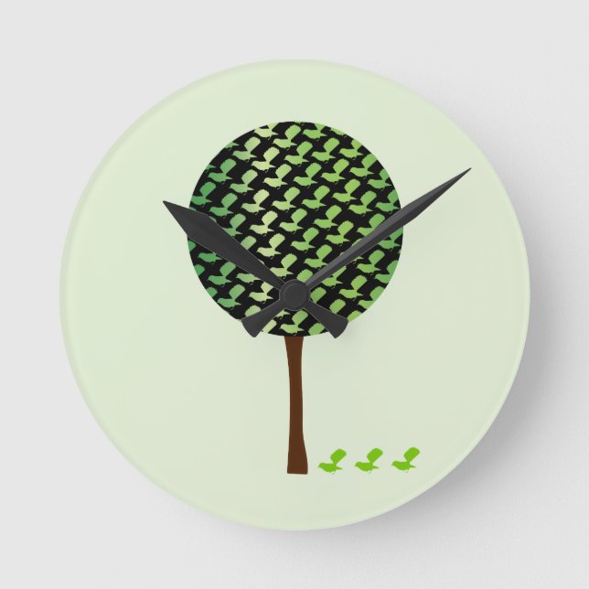Cute bird and treecustomizeable clock runde wanduhr (Vorderseite)