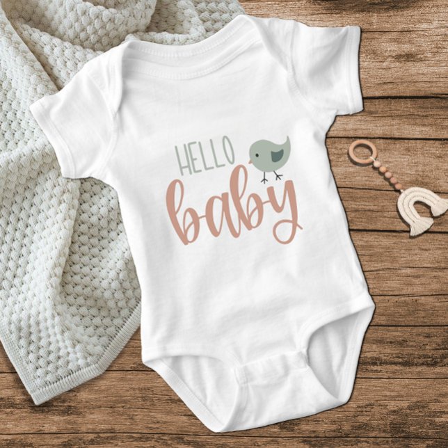 Cute Bird Hello Baby Pastel Strampler (Von Creator hochgeladen)