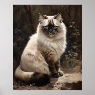 Cute Birman Cat Art Imprimer Poster