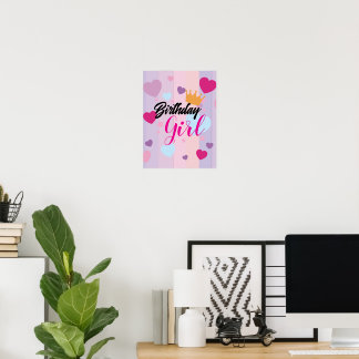 Cute birthday poster for little girls