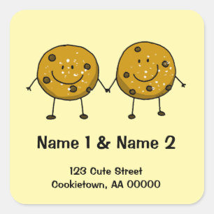 Cute biscuit couple étiquette de adresse