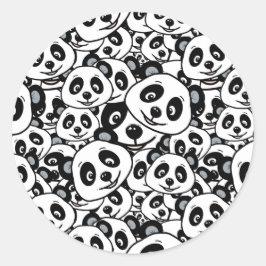Cute Black and White Modern Panda Bear Pattern Runder Aufkleber