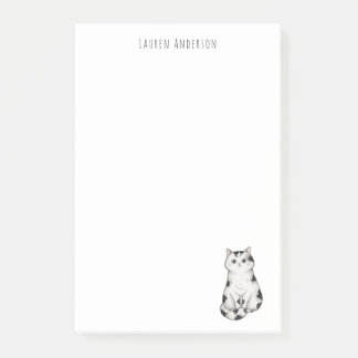 Cute black and white whimsical Cat Notepad Post-it Klebezettel