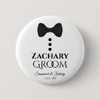 Cute Black Bow Tie Groom Wedding Name Tag