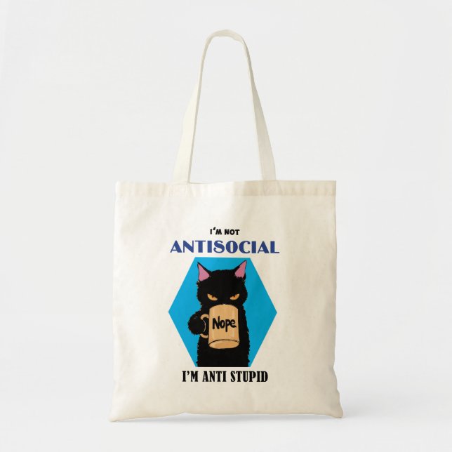 Cute Black Cat having cafe Tote Bag (Devant)