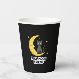 Cute Black Cat on Moon - Full Moon Friend Pappbecher