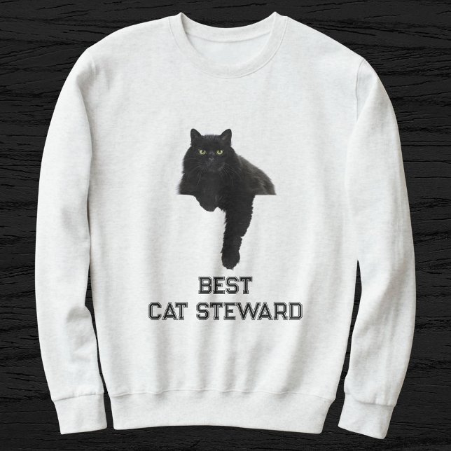 Cute Black Cat Photo Funny Quote Personalized Pet Sweatshirt (Von Creator hochgeladen)