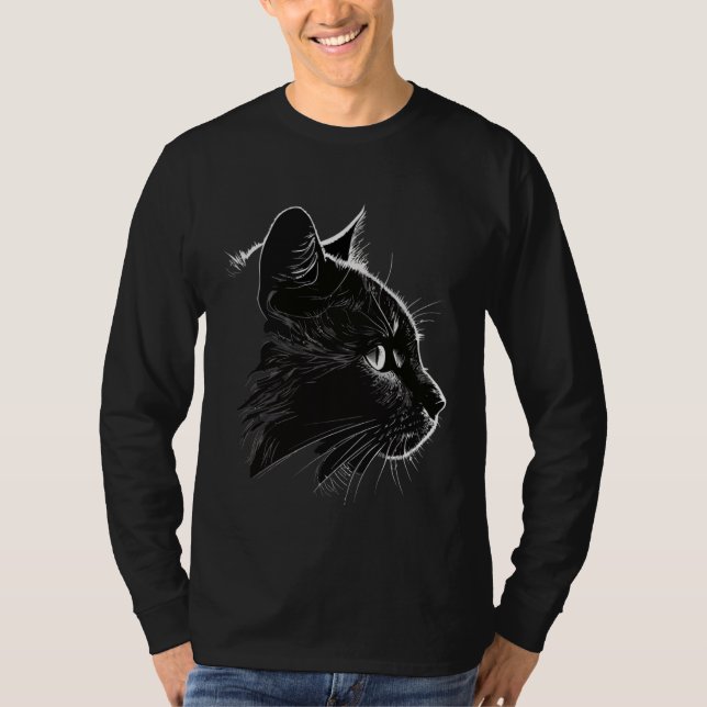 Cute Black Cat side view face   Cats T-Shirt (Vorderseite)