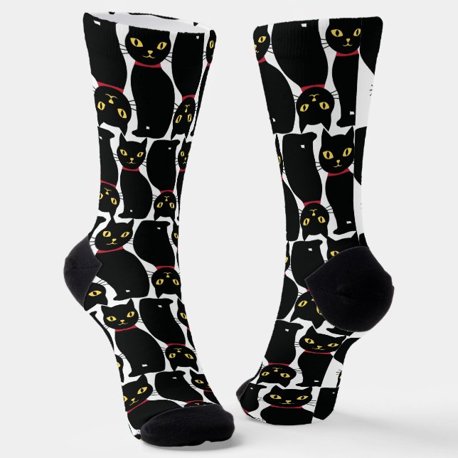 Cute Black Cat Socks Gift for Black Cat Lovers  Socken (Gewinkelt)