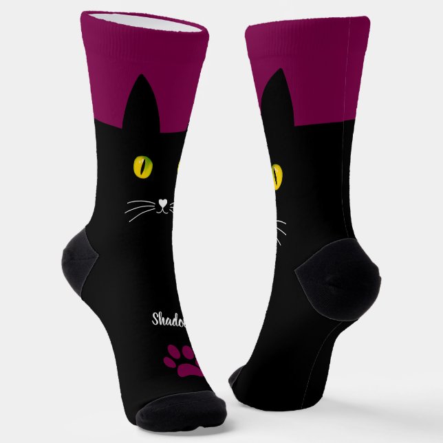 Cute Black Cat Socks Gift for Cat Lovers Socken (Gewinkelt)