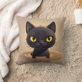 Cute Black Cat Swimming Decorative Art Kissen