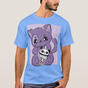 Cute Black Cat With Boba Milk Yami Kawaii And Past T-Shirt