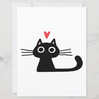 Cute Black Cat with Heart Kitten Valentine Classi