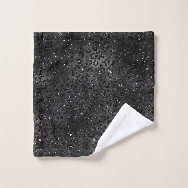 Cute Black Cheetah Leopard Peau Imprimer Animal (Gant de toilette)