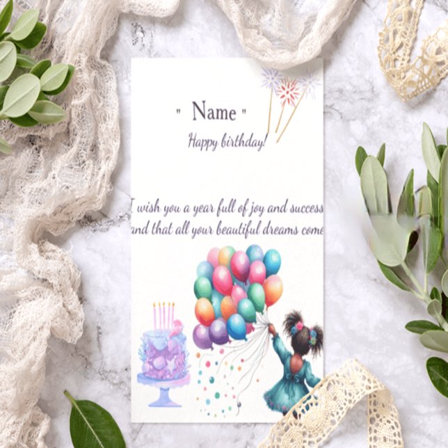 Cute Black Girl Personalized Birthday Card | Afro  Dankeskarte (Von Creator hochgeladen)